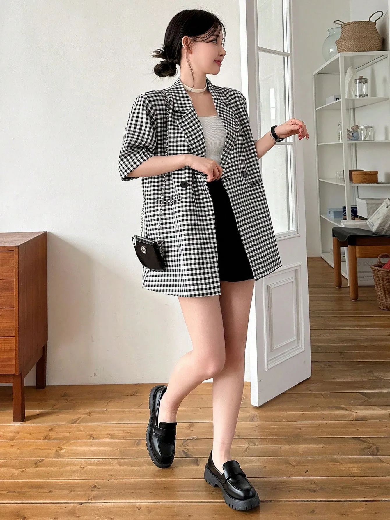 Blazer Casual de Manga Corta para Mujer