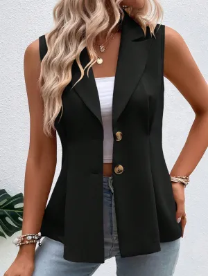 Blazer chaleco con solapa y botón