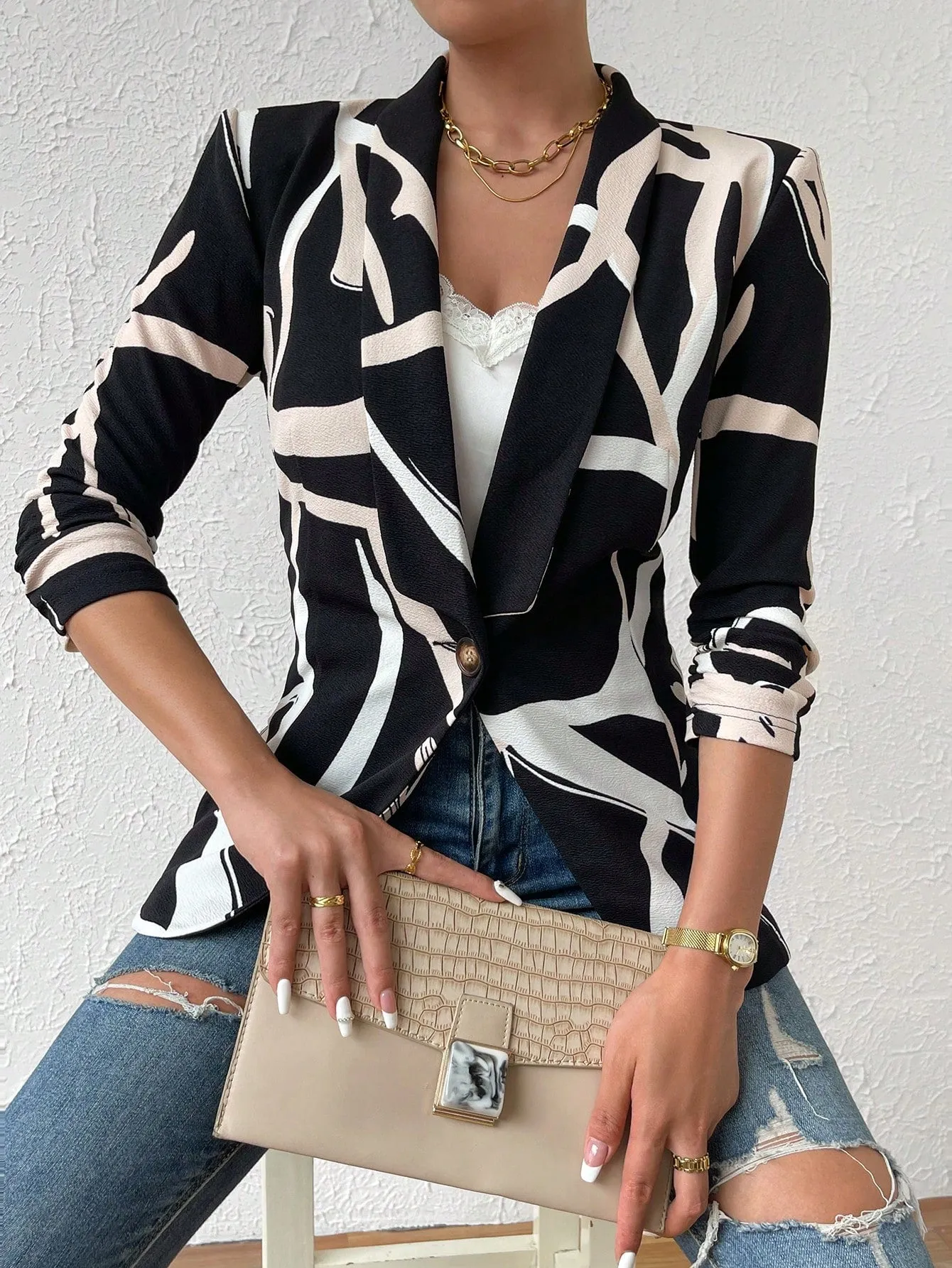 Blazer Esmoquin con Estampado de Dibujo - Cherry Vibes CR