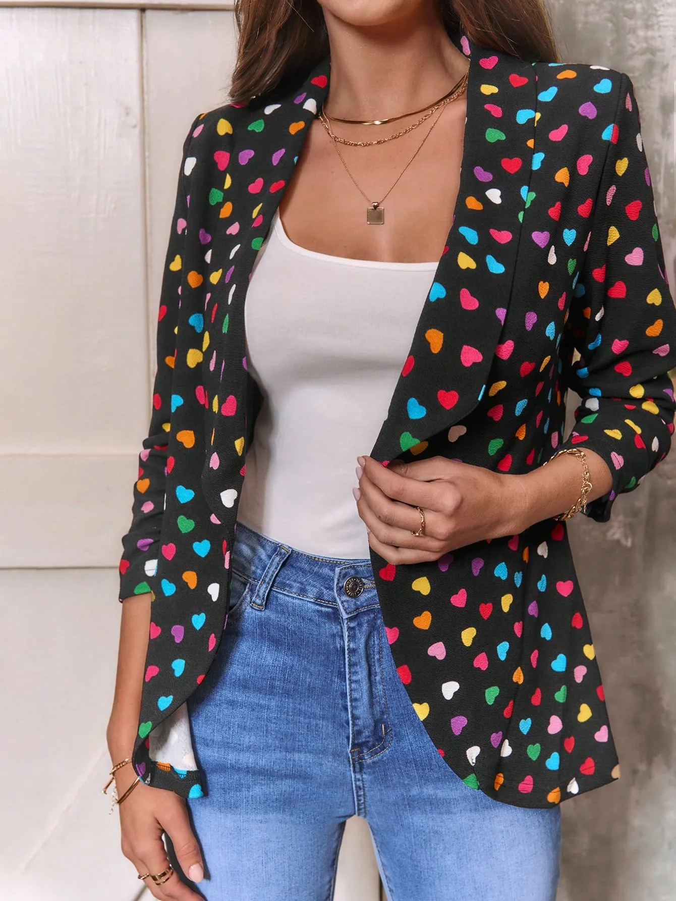 Blazer LUNE con estampado de corazón - Cherry Vibes