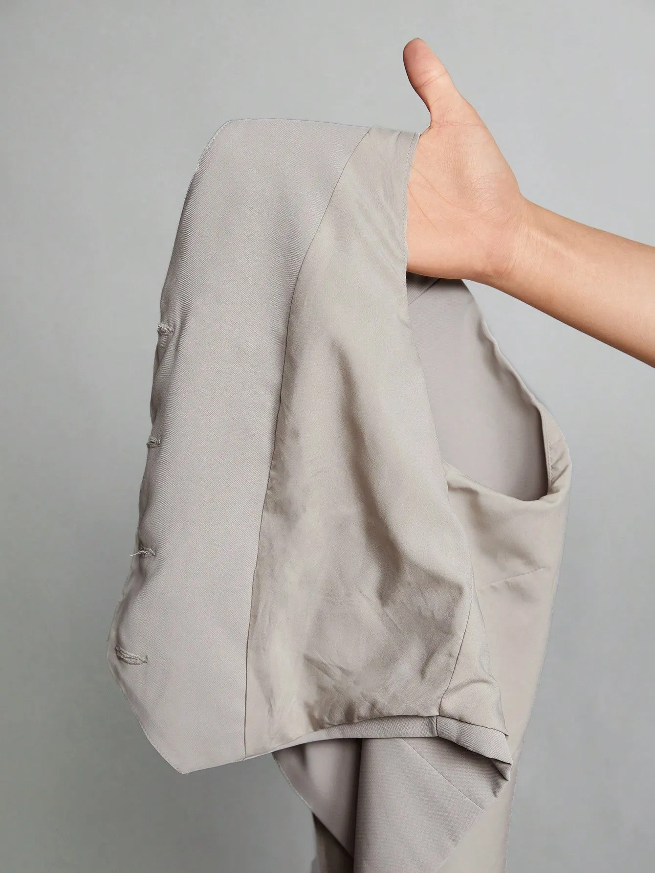 Blazer sin cuello en khaki para mujeres - Cherry Vibes CR