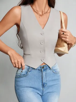 Blazer sin cuello en khaki para mujeres - Cherry Vibes CR