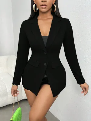 Blazer Unicolor con Botón Delantero - Cherry Vibes
