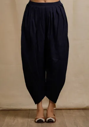 Blue Plain Cotton Dhoti Pants