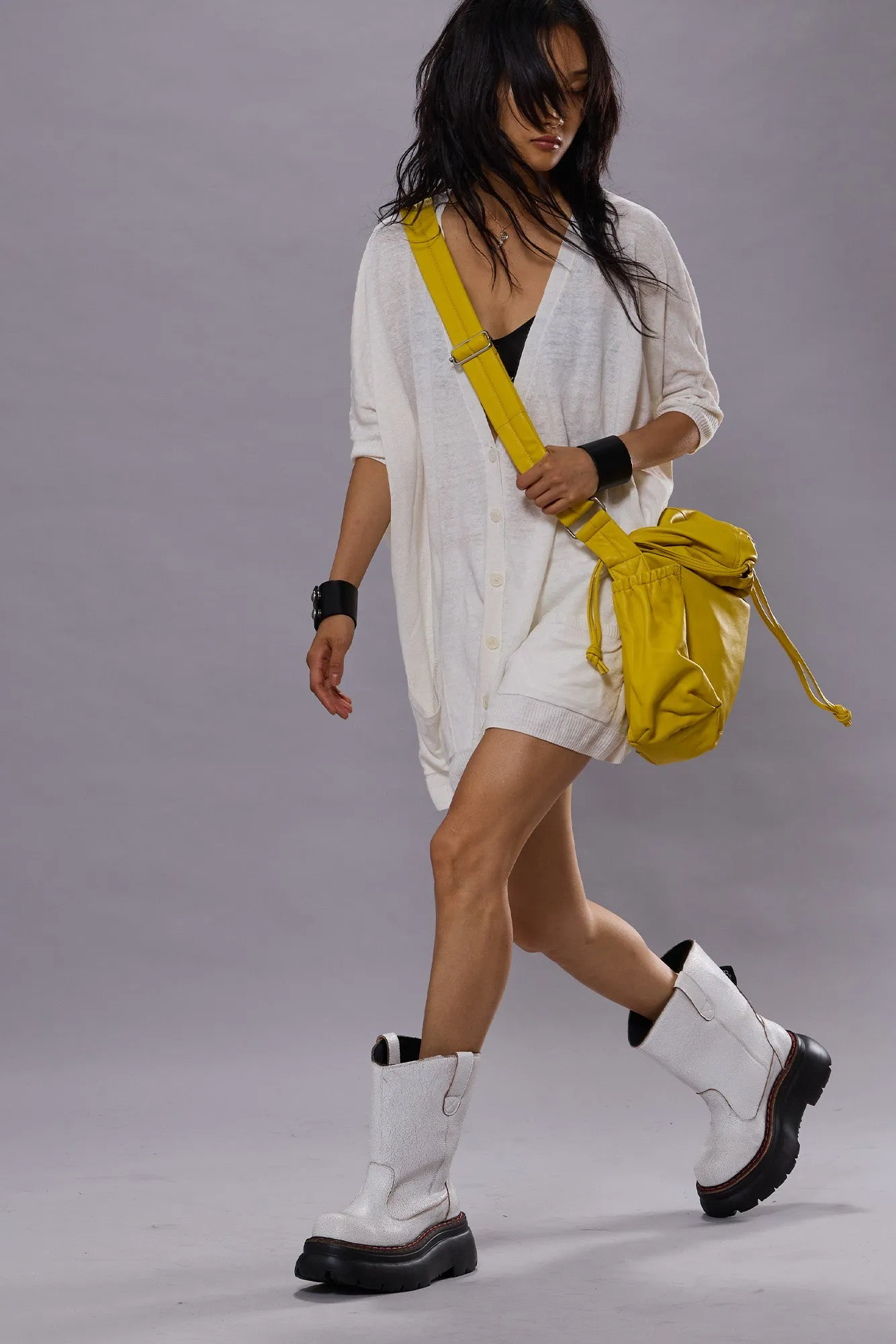BOXY CARDIGAN DRESS - ECRU
