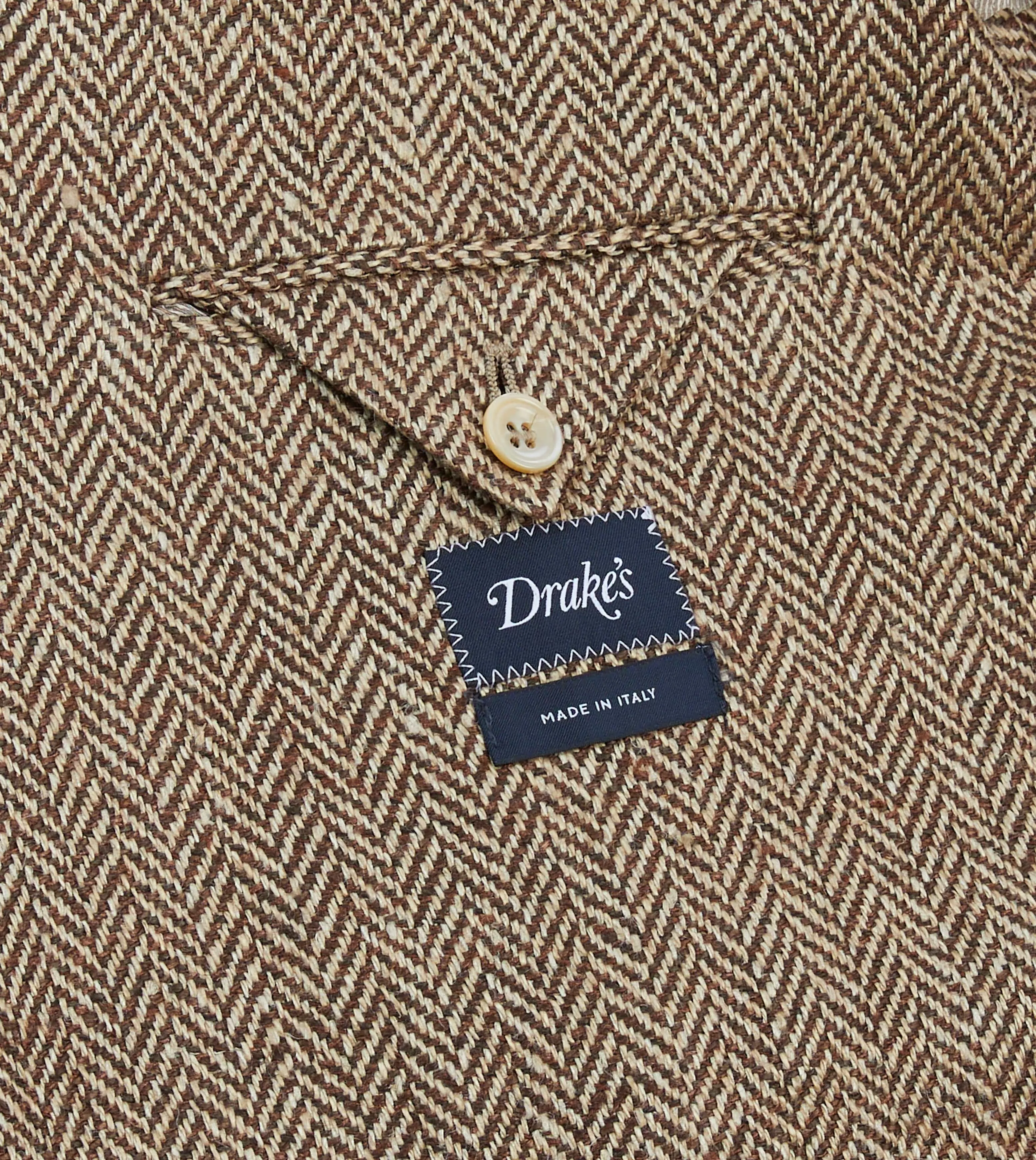 Brown Herringbone Linen-Silk Blazer