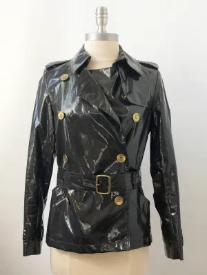 Burberry London Patent Leather Trench Coat Size 4