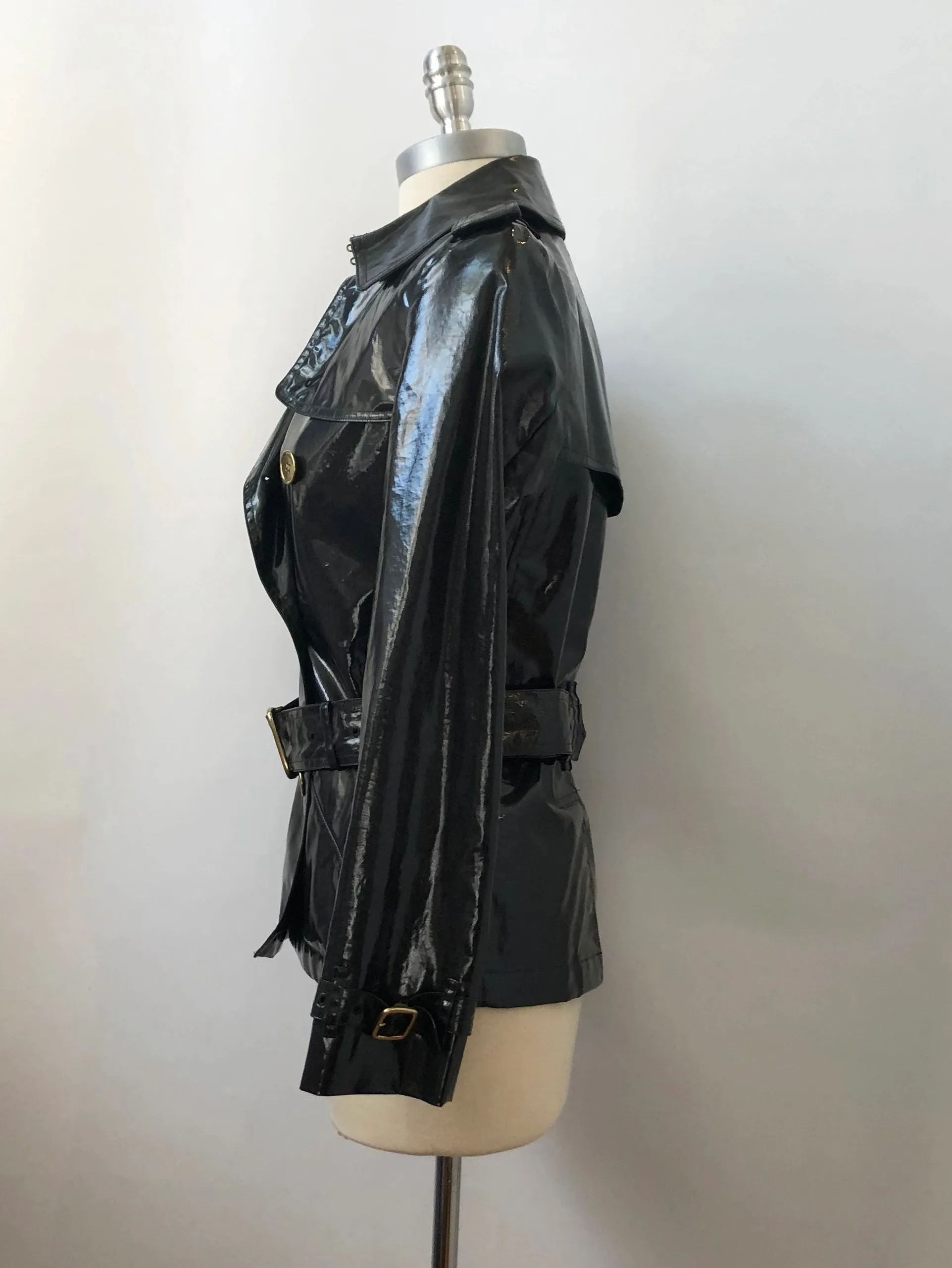 Burberry London Patent Leather Trench Coat Size 4