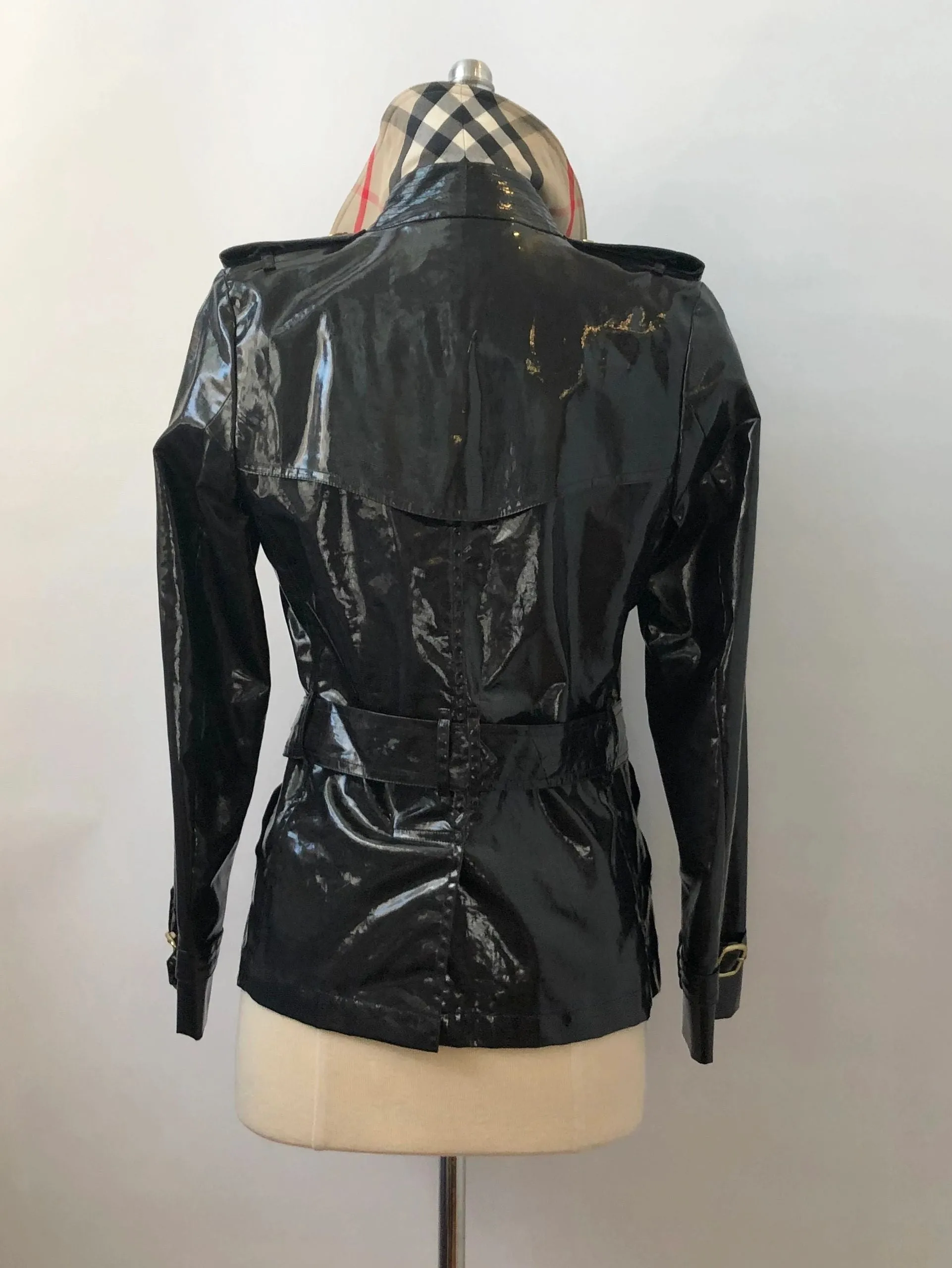Burberry London Patent Leather Trench Coat Size 4