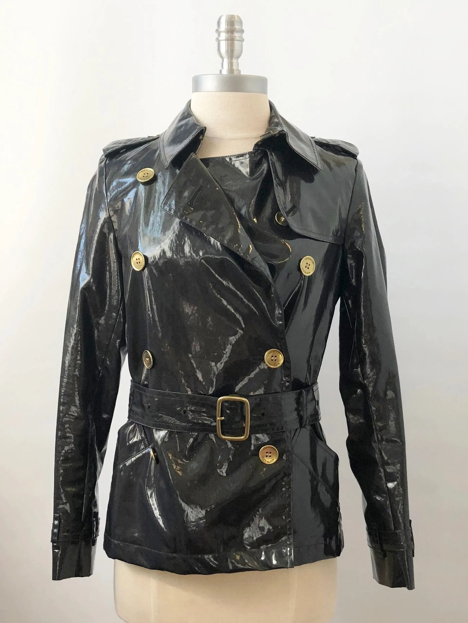 Burberry London Patent Leather Trench Coat Size 4