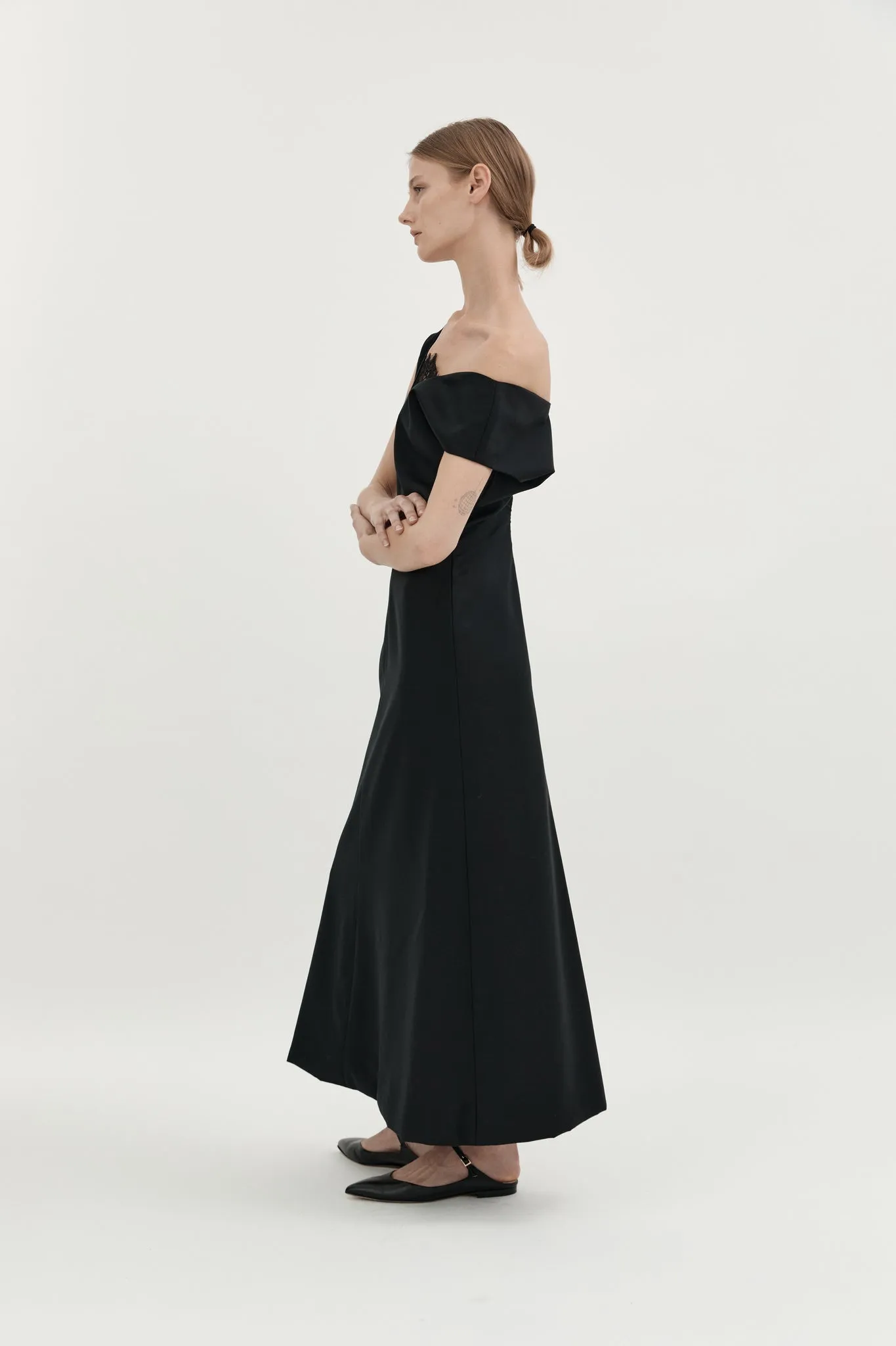 CECILIA LACE DRESS - BLACK WOOL