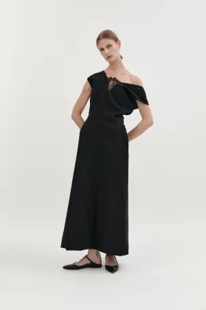 CECILIA LACE DRESS - BLACK WOOL