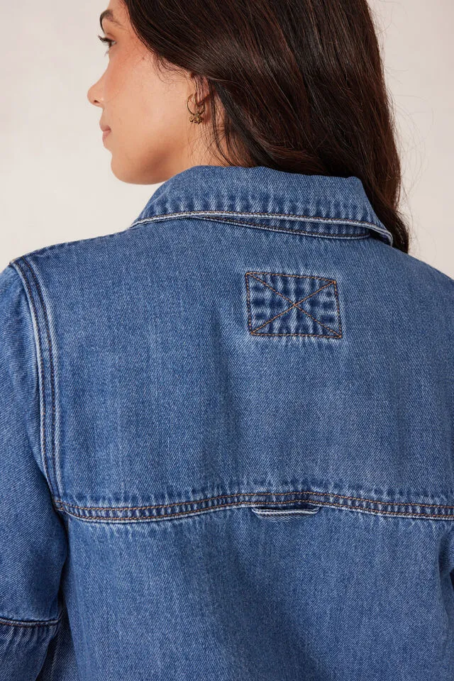 Ceres Life Side Pocket Boxy Dress - Fresh Indigo