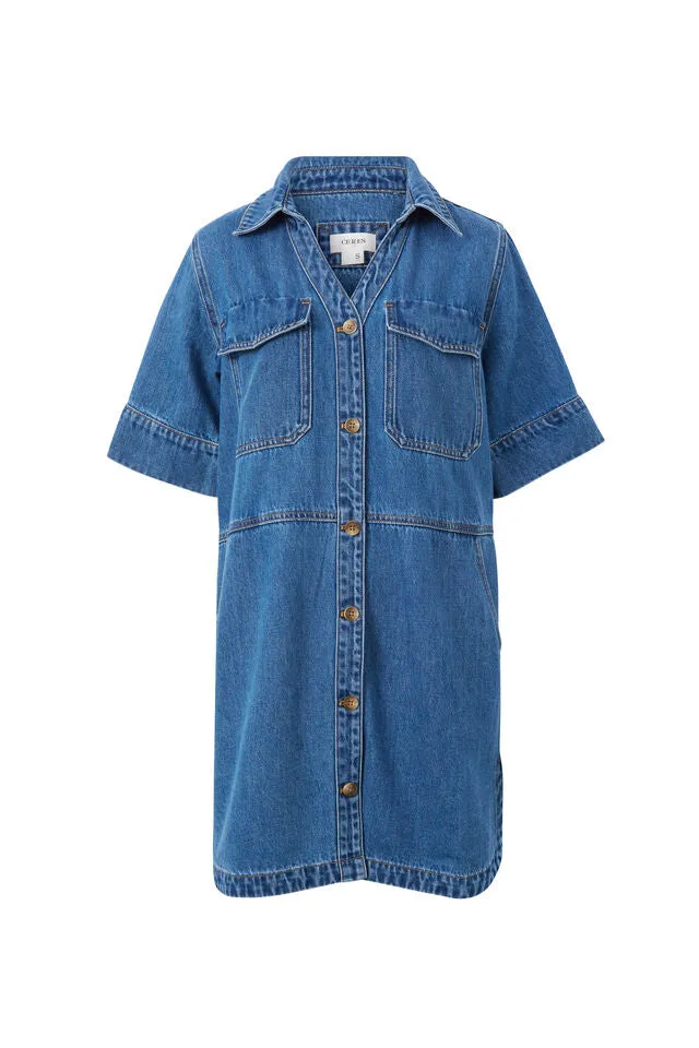 Ceres Life Side Pocket Boxy Dress - Fresh Indigo