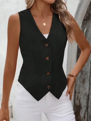 Chaleco Blazer de Pana Negro para Mujer  CR