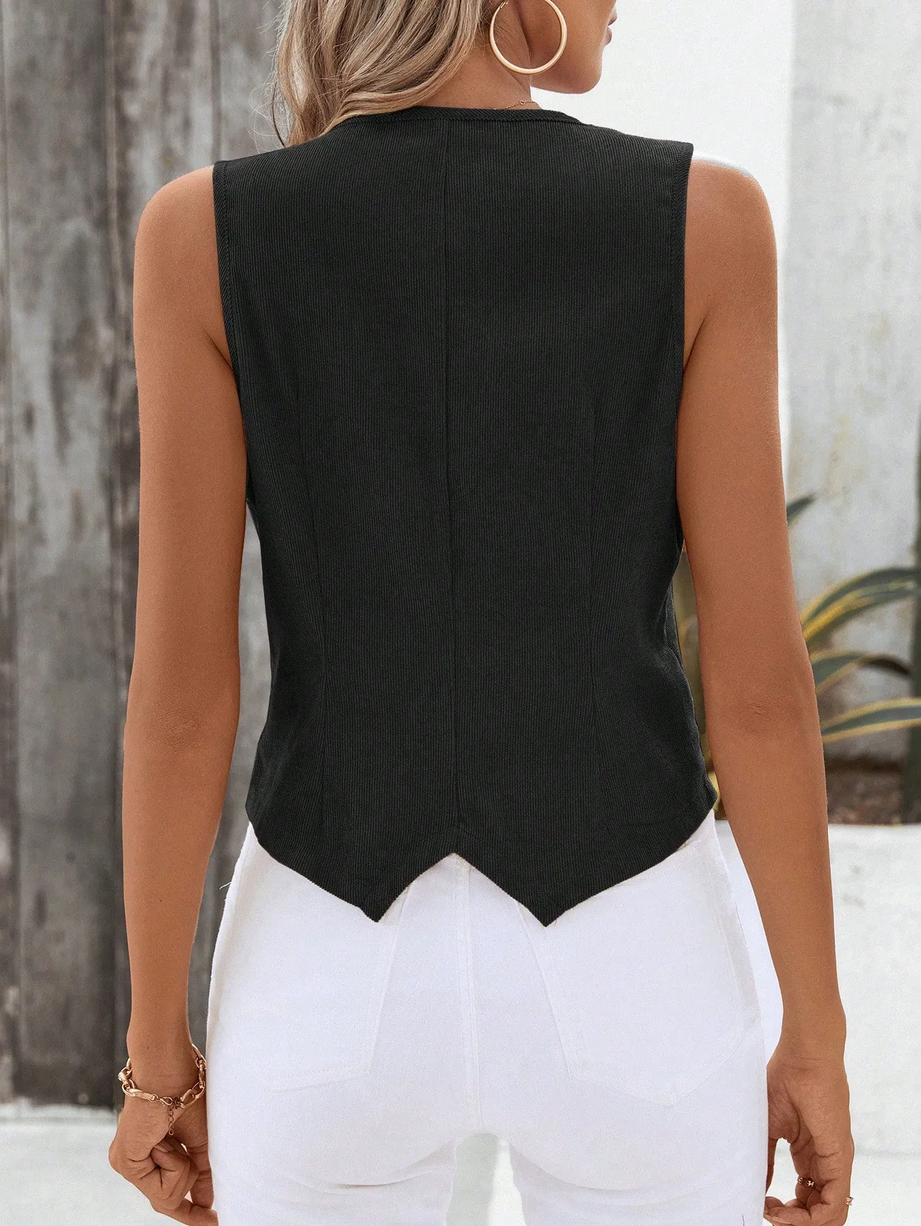 Chaleco Blazer de Pana Negro para Mujer  CR