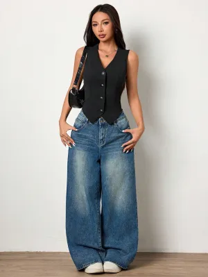 Chaleco de punto liso sin mangas para dama en Cherry Vibes
