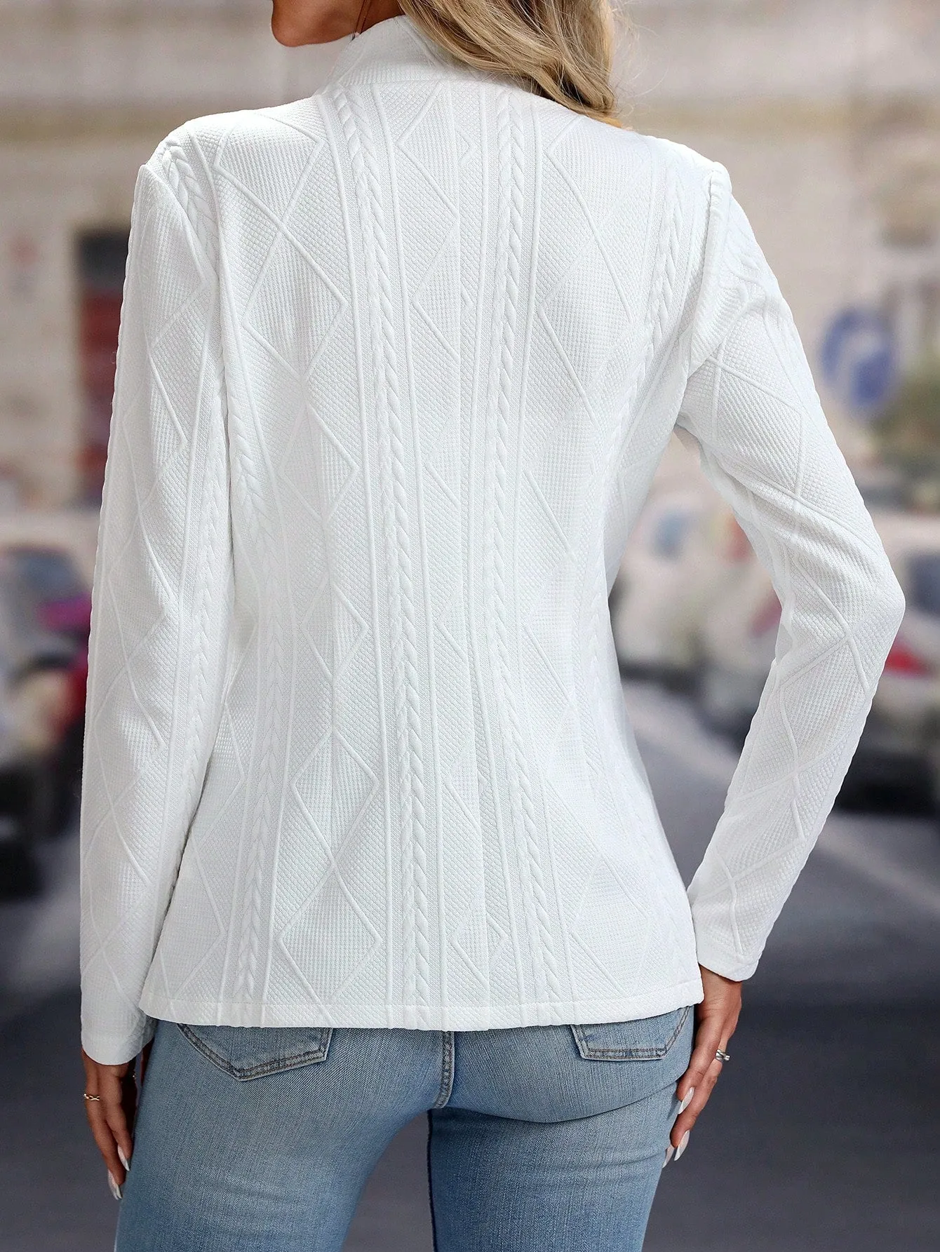 Chaqueta blazer de manga larga con textura  CR