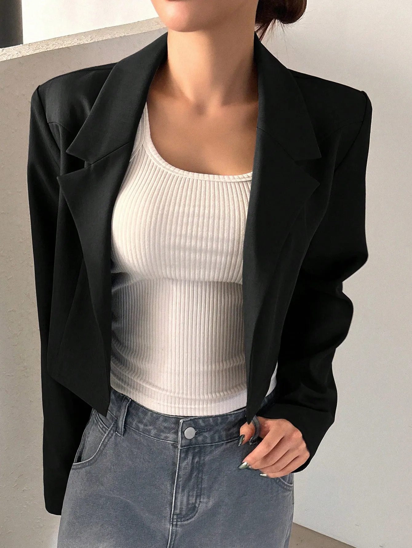 Chaqueta corta de blazer casual Cherry Vibes en