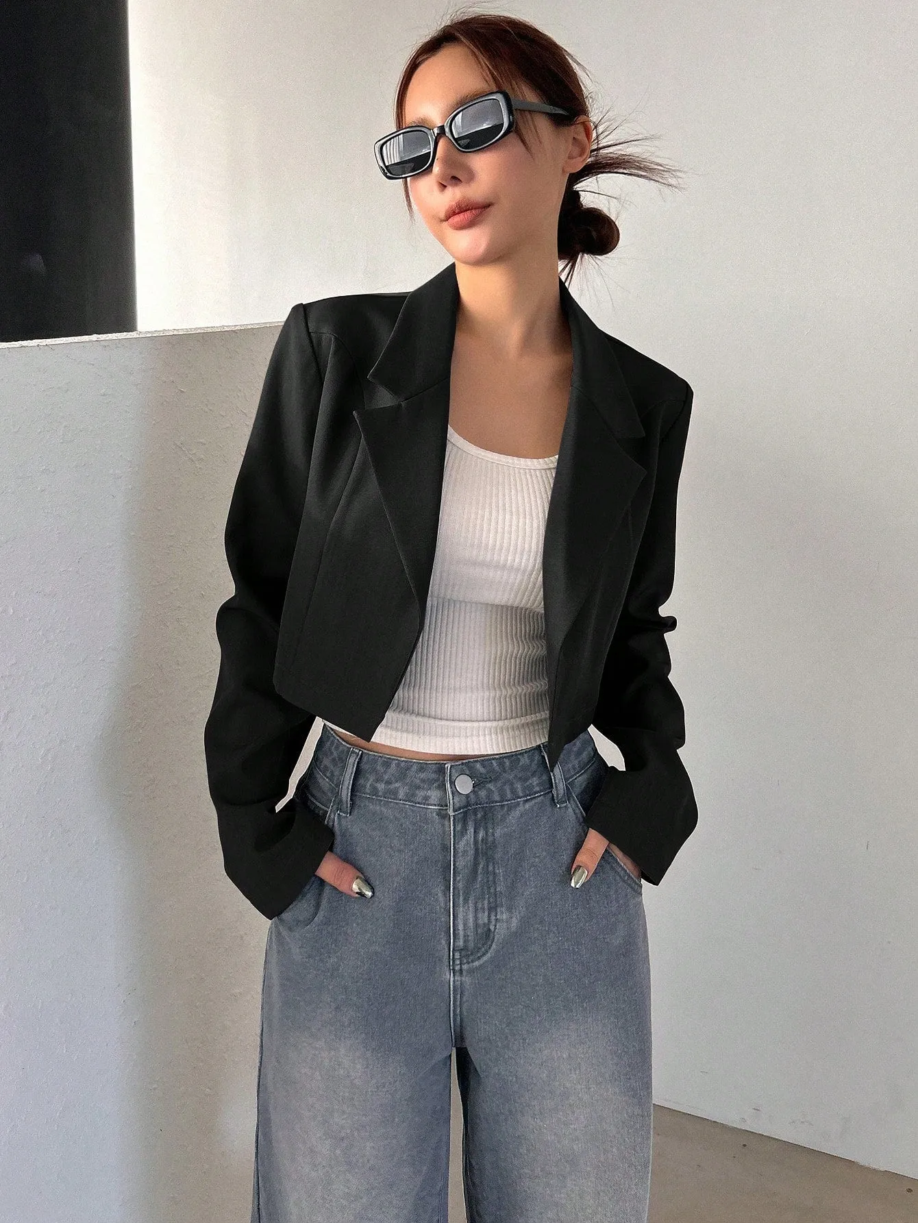 Chaqueta corta de blazer casual Cherry Vibes en