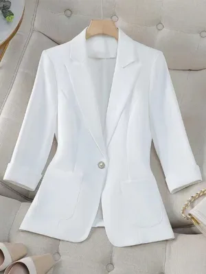Chaqueta de traje unicolor casual Cherry Vibes en