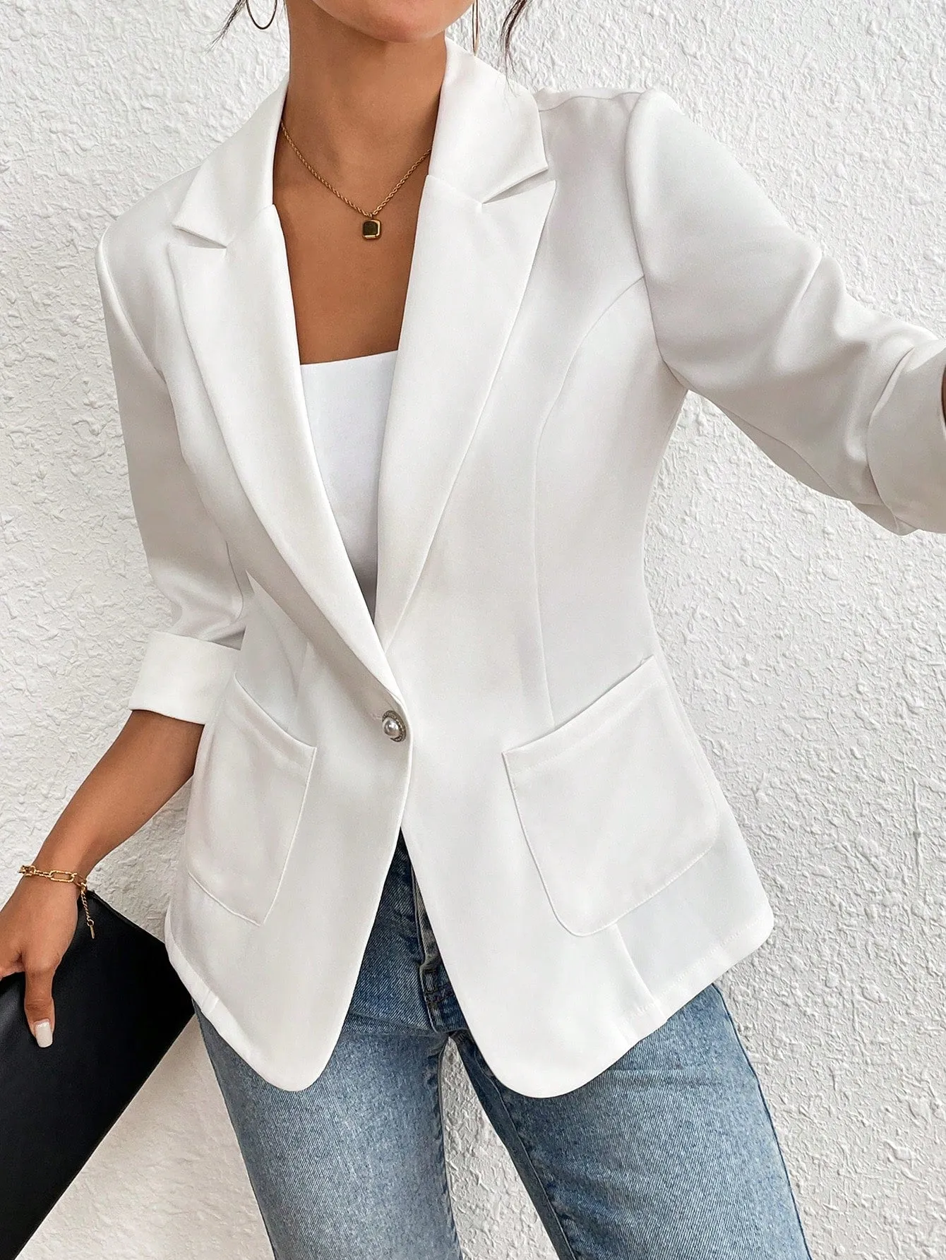 Chaqueta de traje unicolor casual Cherry Vibes en