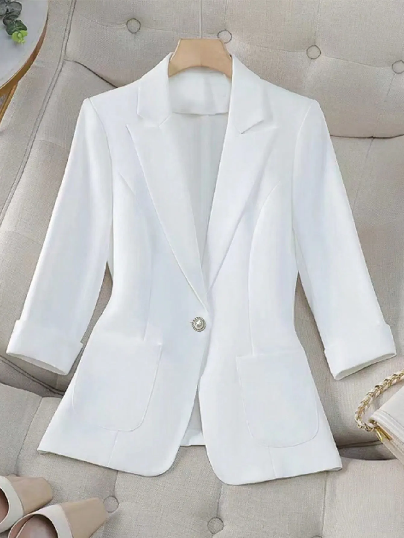 Chaqueta de traje unicolor casual Cherry Vibes en