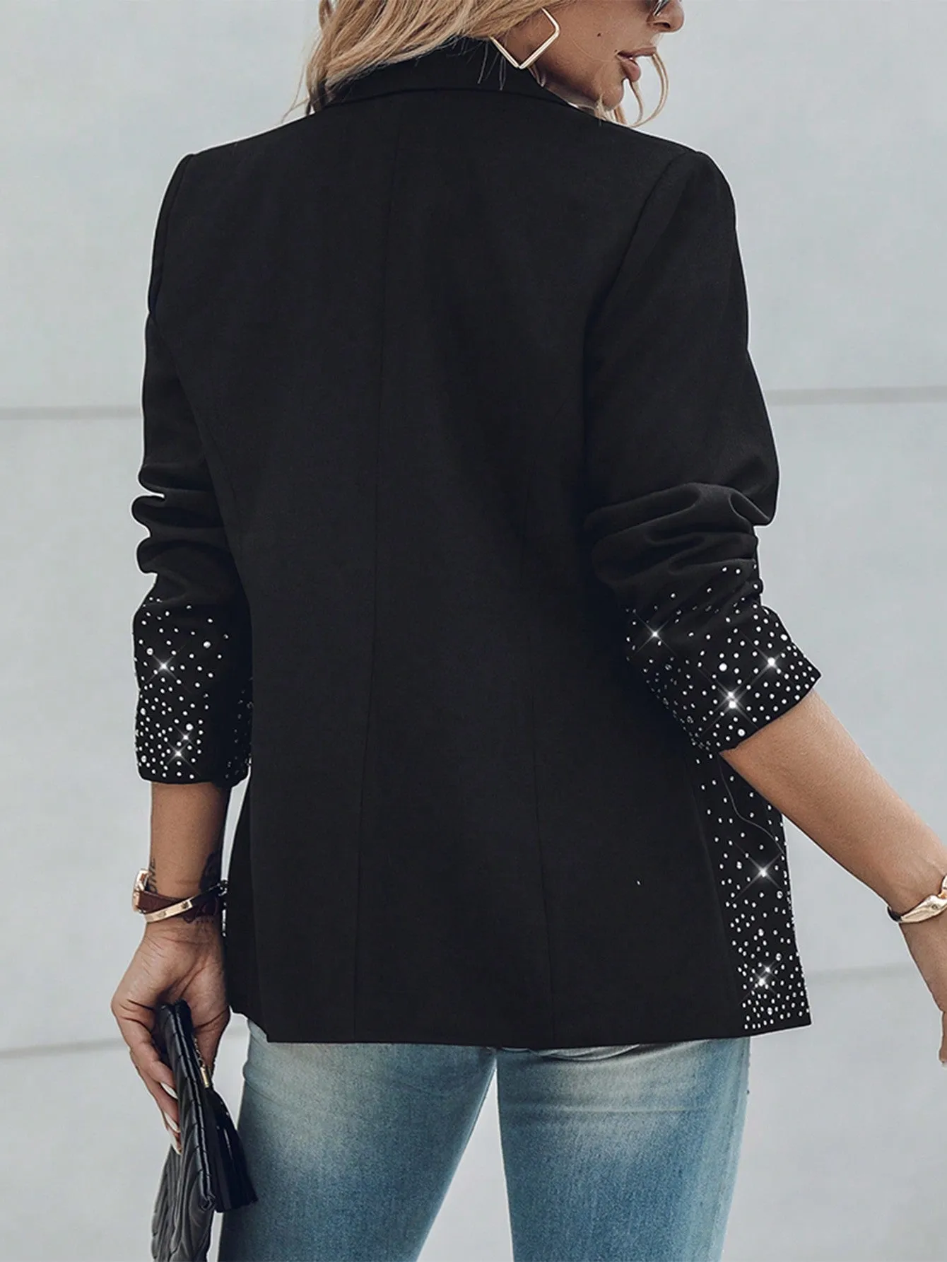 Chaqueta tipo blazer de manga larga con diamantes - Cherry Vibes