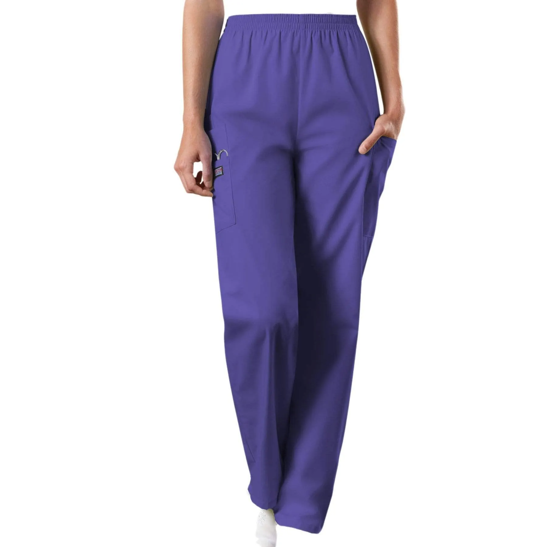 Cherokee Workwear 4200 Scrubs Pants Womens Natural Rise Tapered Pull-On Cargo Grape