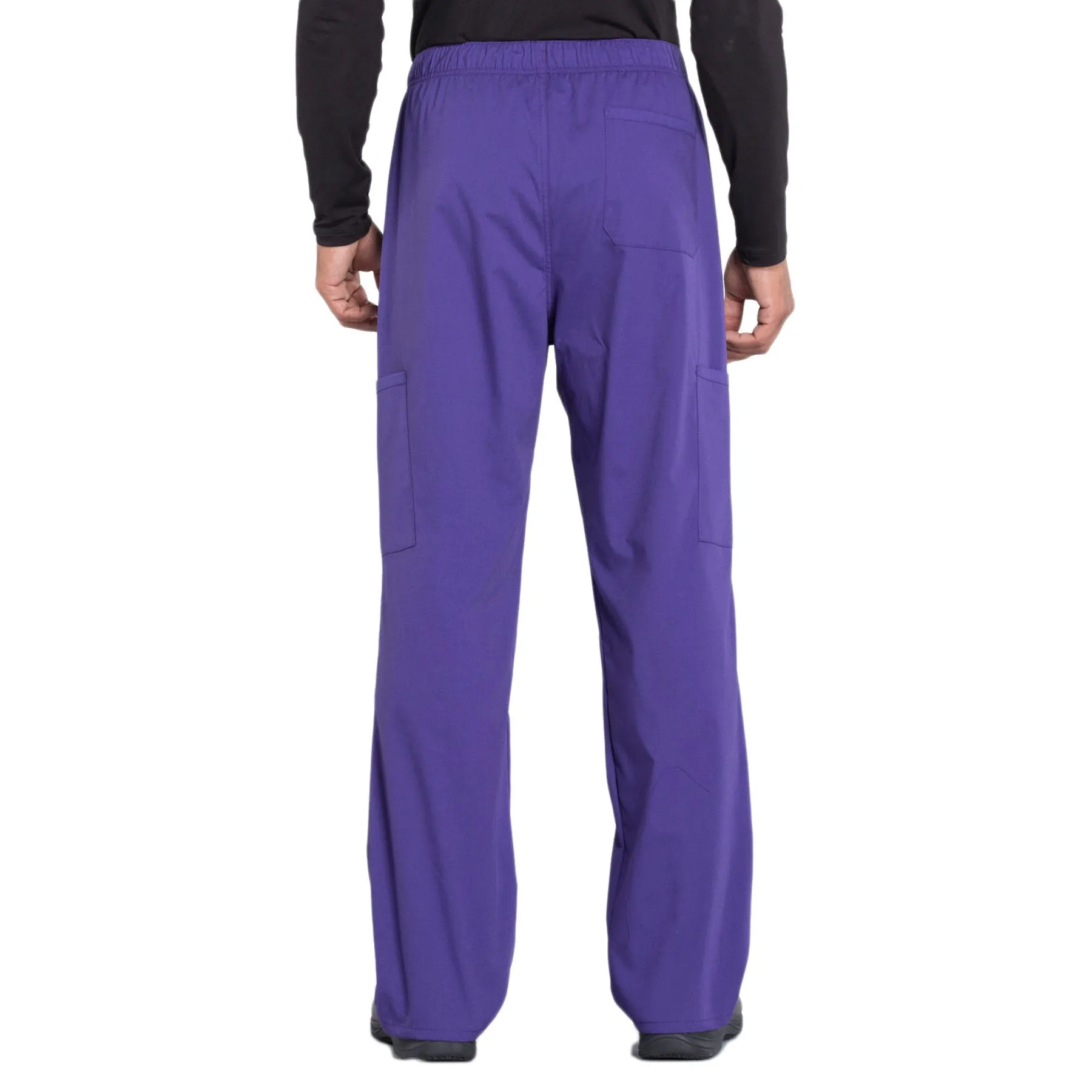 Cherokee Workwear Professionals WW190 Scrubs Pants Mens Tapered Leg Drawstring Cargo Grape