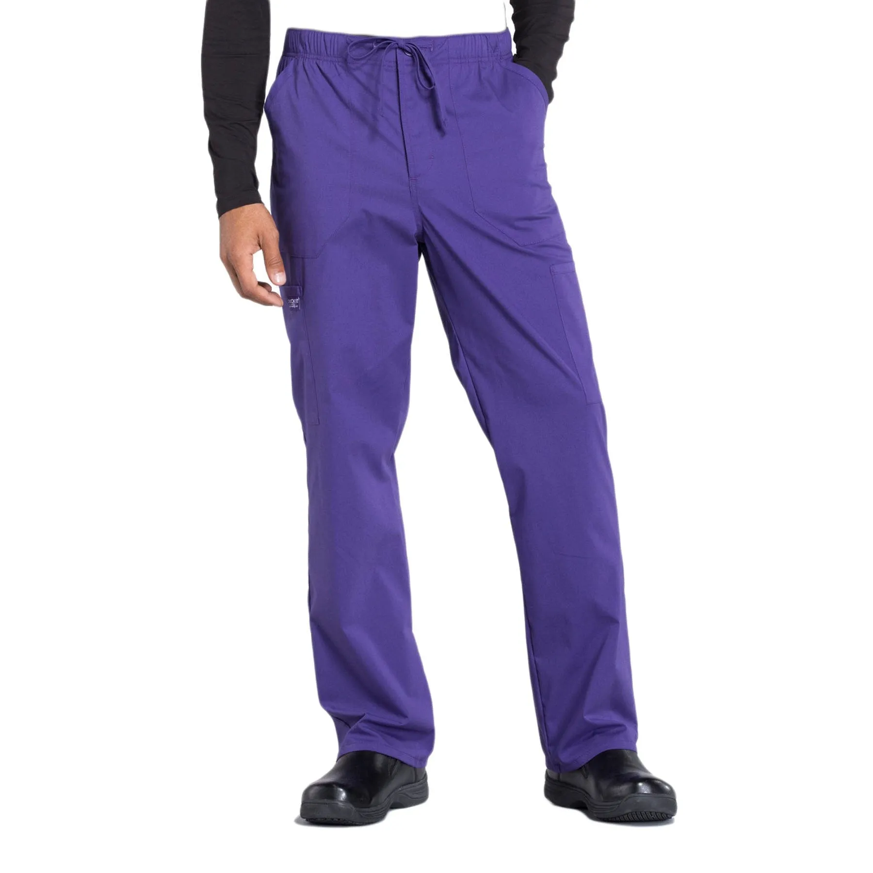 Cherokee Workwear Professionals WW190 Scrubs Pants Mens Tapered Leg Drawstring Cargo Grape