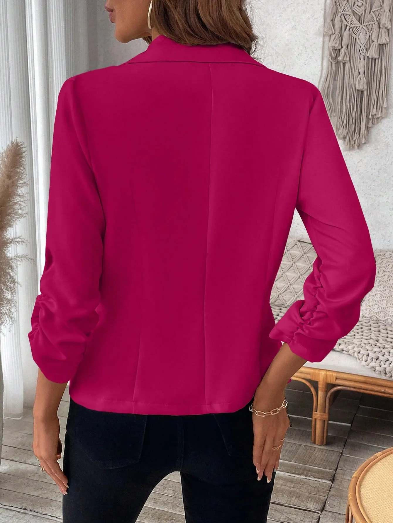 Cherry Vibes Blazer de puño fruncido para mujeres en