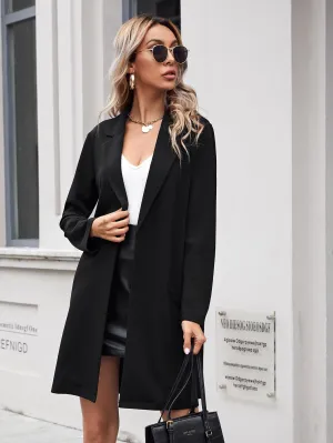 Cherry Vibes Blazer Largo de Parte Delantera Abierta en CR