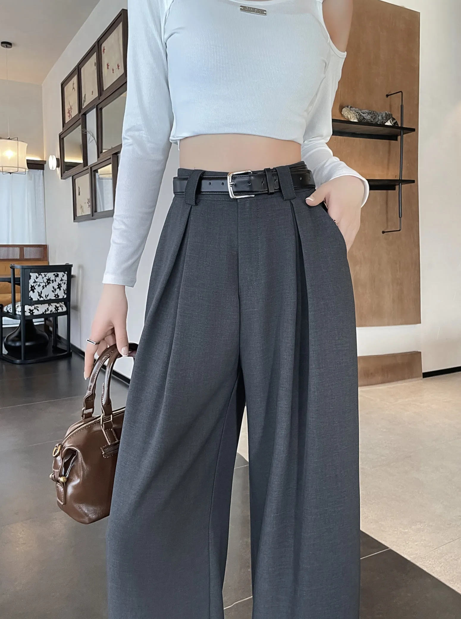 Chic and Breathable Wide Leg Trousers for Women's Casual Look