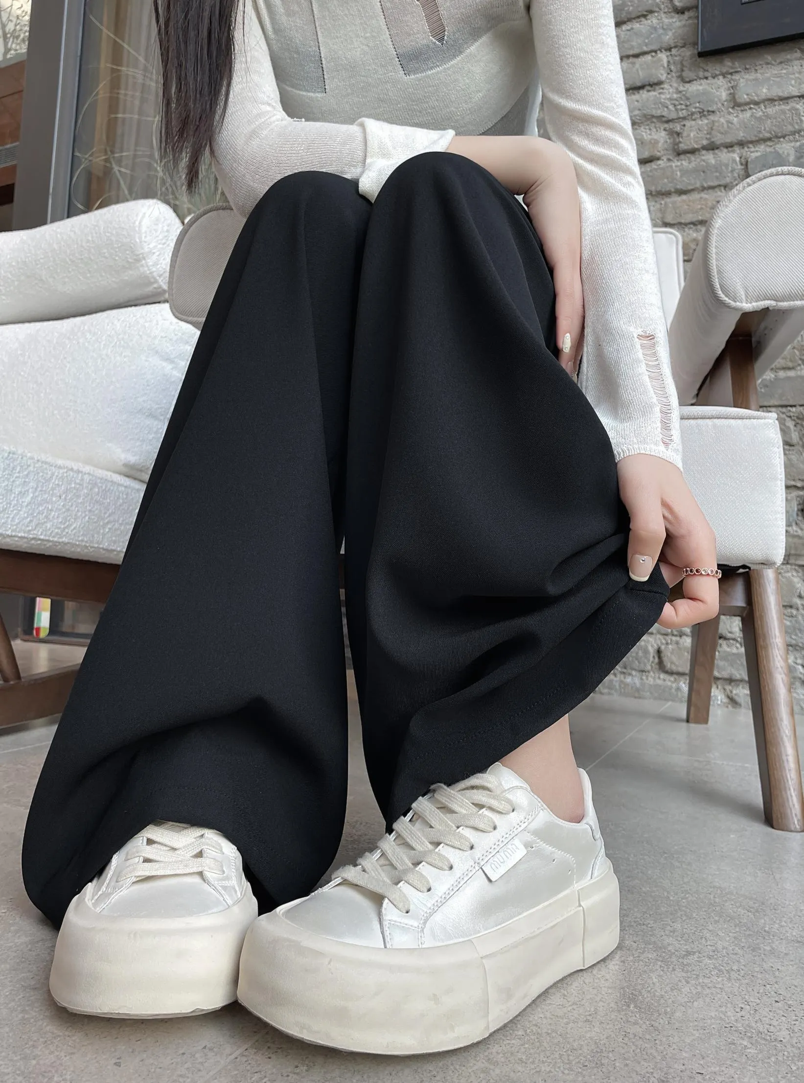 Chic and Breathable Wide Leg Trousers for Women's Casual Look