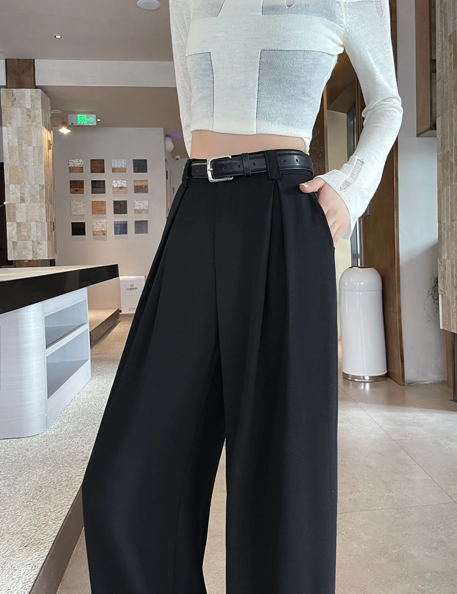 Chic and Breathable Wide Leg Trousers for Women's Casual Look