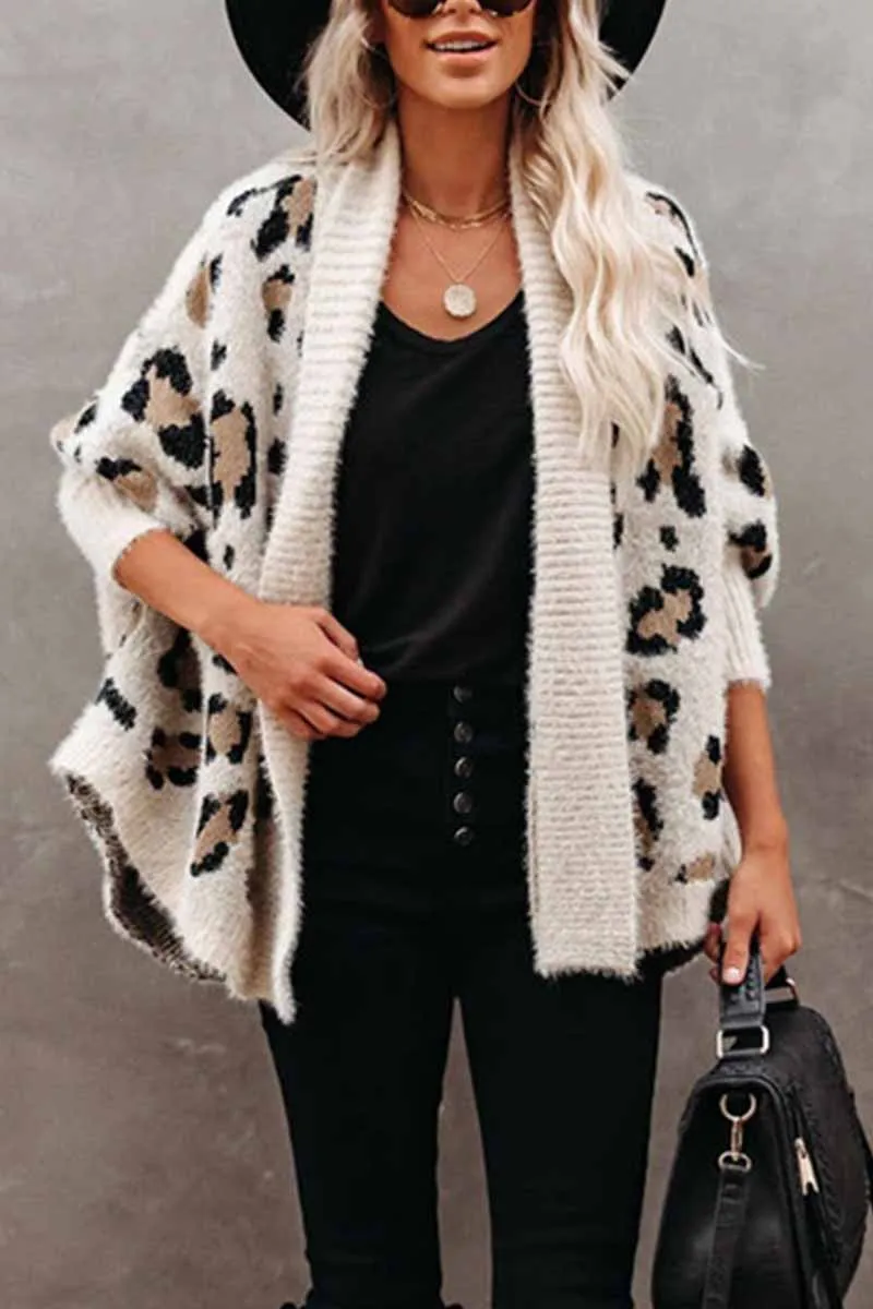 Chicindress White Leopard Knit Cardigan