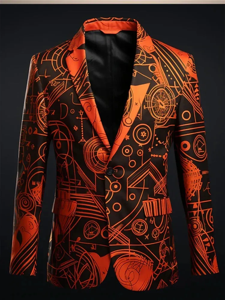Color Pattern New Men's Suit Art Trend Outdoor Casual Dress Party Casual Top