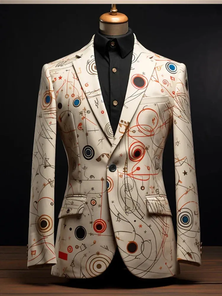 Color Pattern New Men's Suit Art Trend Outdoor Casual Dress Party Casual Top
