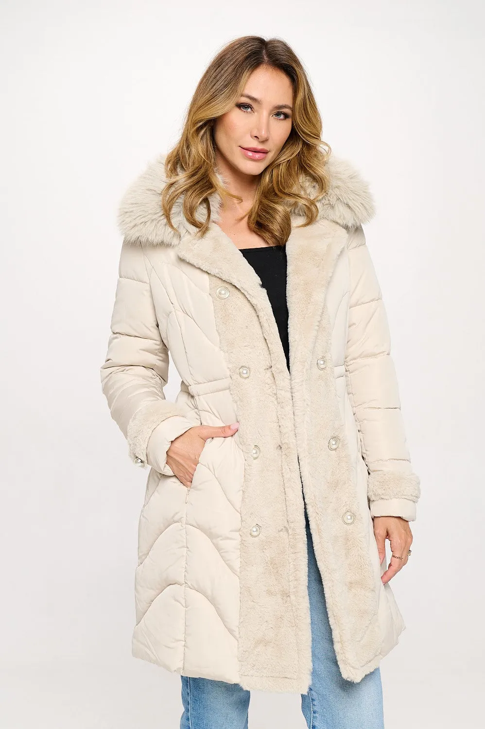 Coquette Puffer Coat - Cream