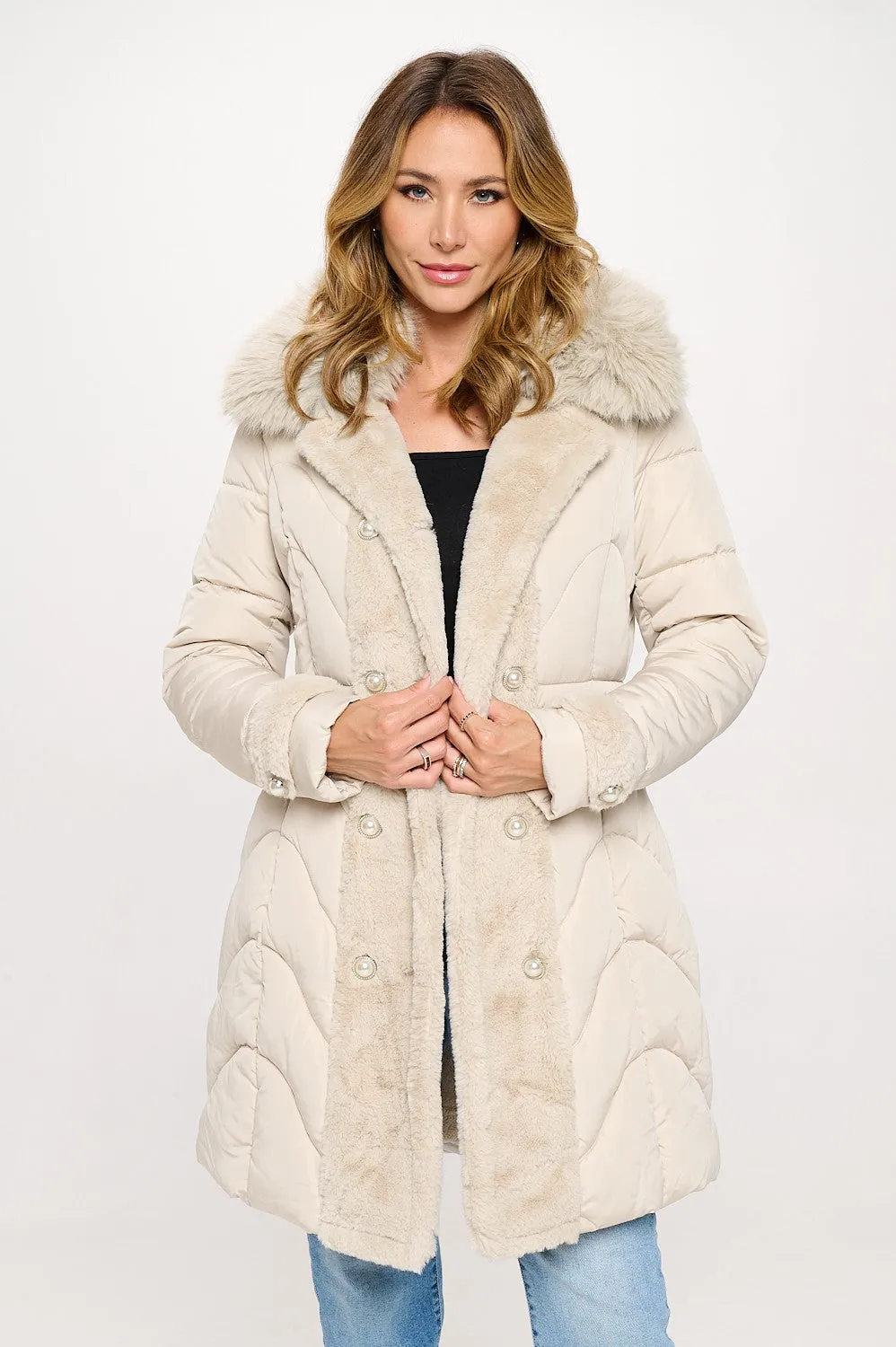 Coquette Puffer Coat - Cream