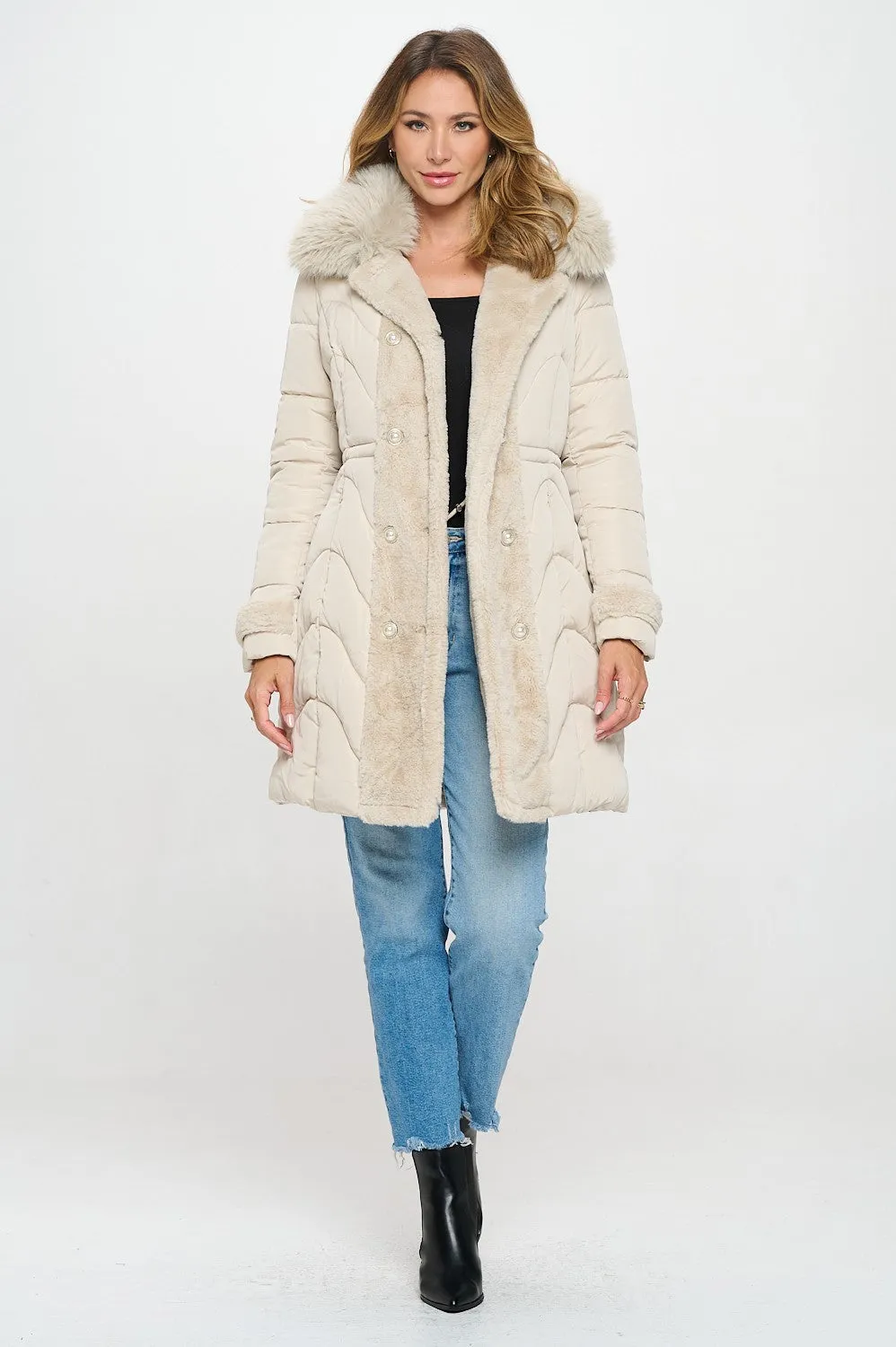 Coquette Puffer Coat - Cream