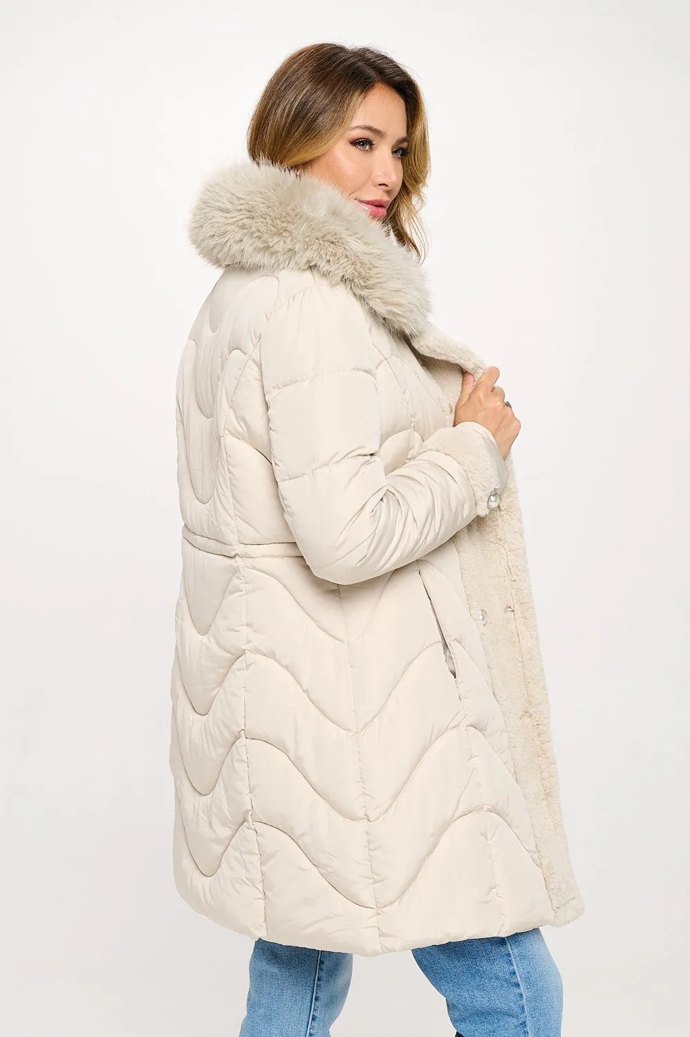 Coquette Puffer Coat - Cream