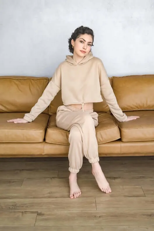 Crop Hoodie Tracksuit Set