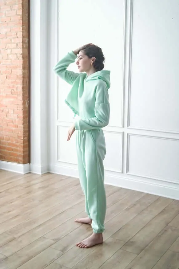 Crop Hoodie Tracksuit Set