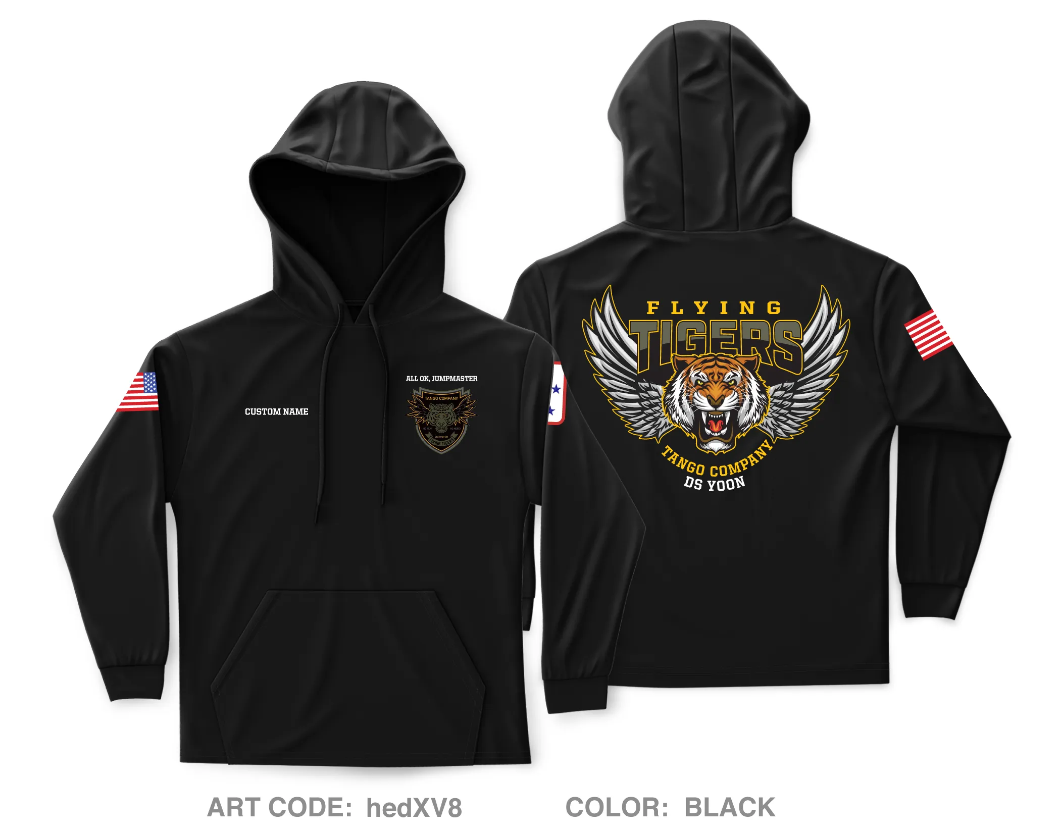 CUSTOM "Flying Tigers" 82nd Platoon, Tango Company, 266th QM BN Core Men's Hooded Performance Sweatshirt - hedXV8