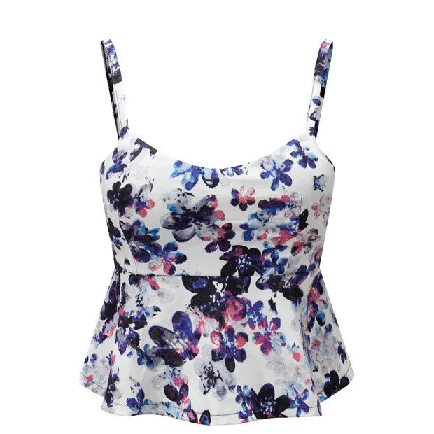 Cute Crop Top Women Plaid Floral Cropped Feminino Tank Top White Cami Short Tops Vest Summer Dill Top Cropped Women Mothers Cami