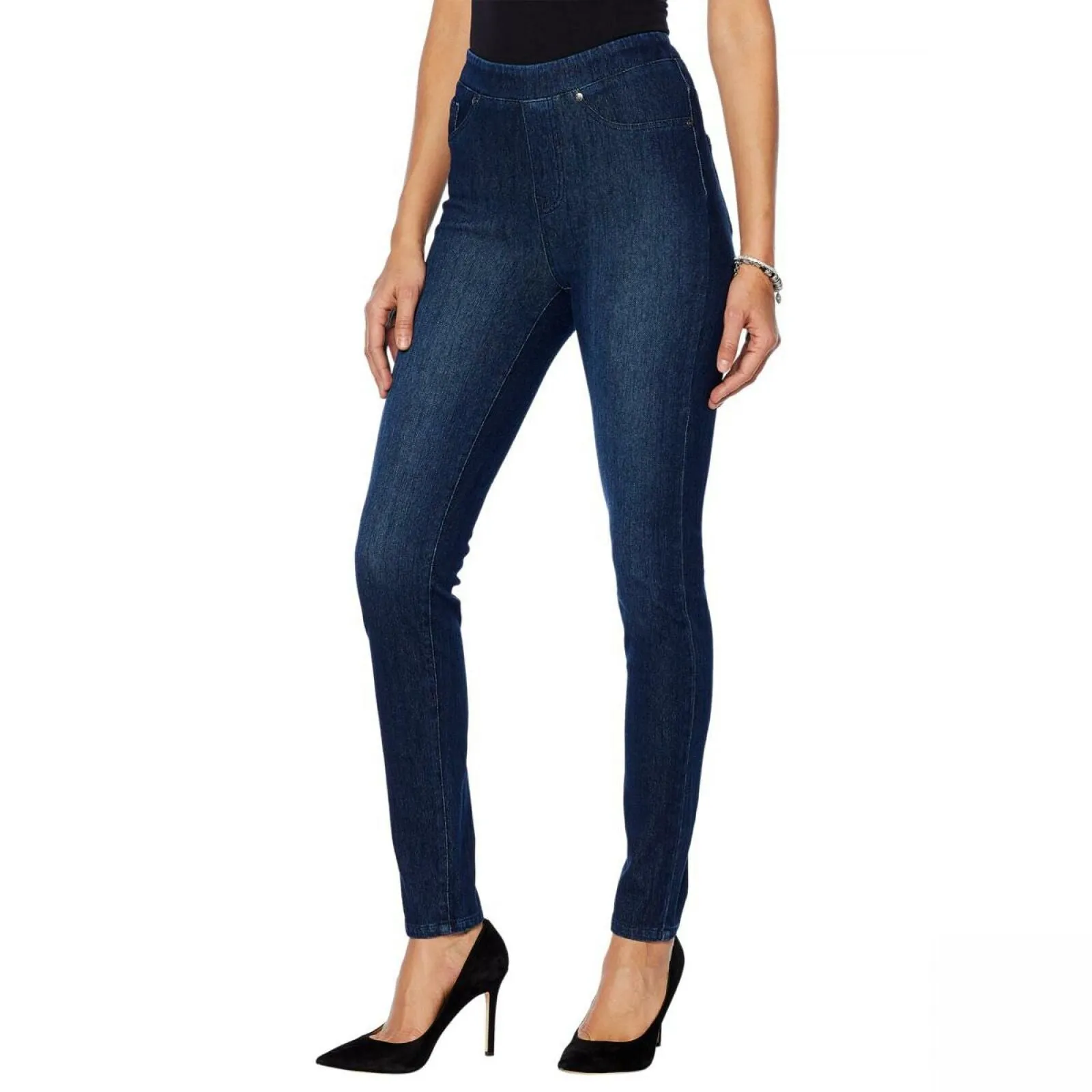 DG2 by Diane Gilman Women's Plus Size Stretch Twill Knit Pull-On Skinny Jeggings