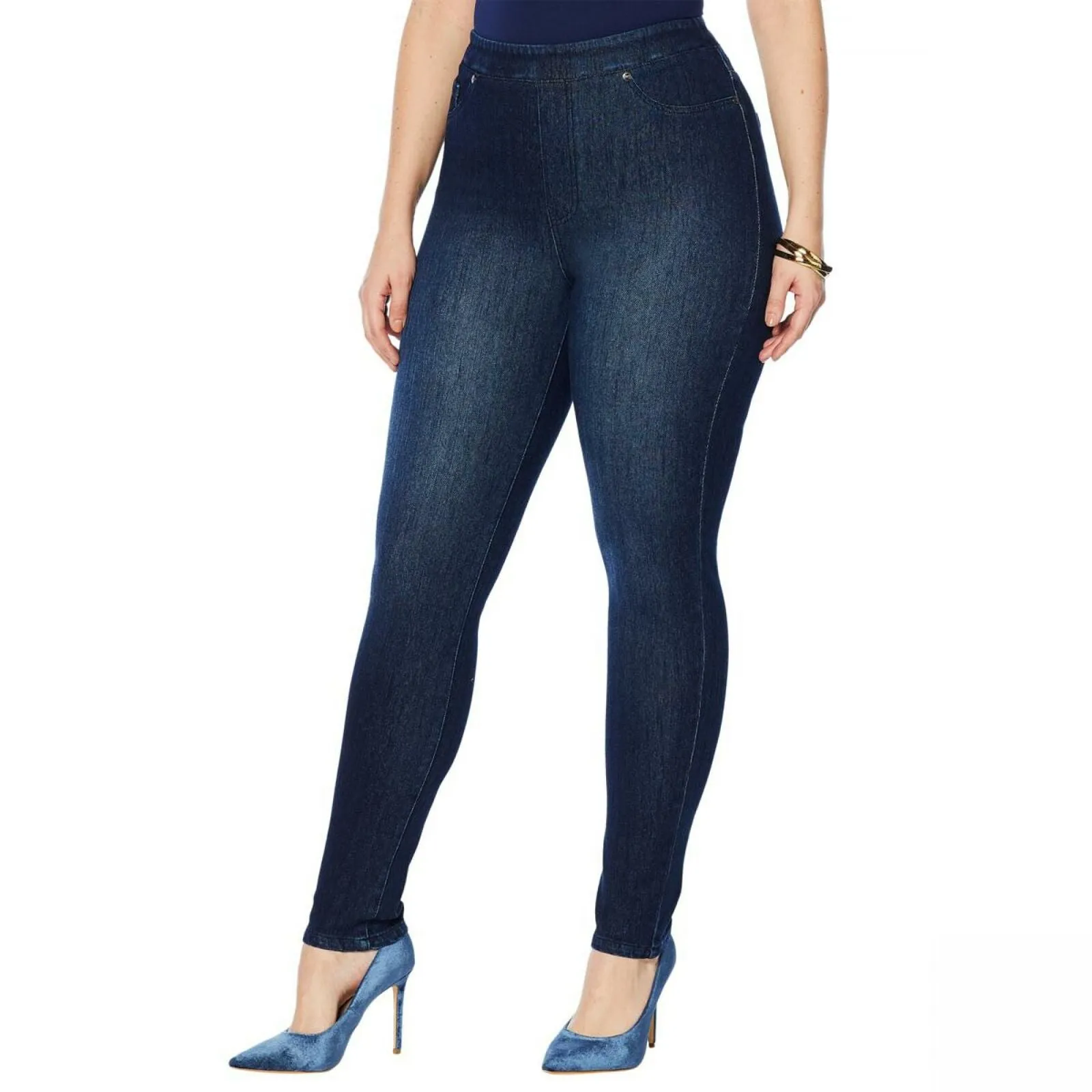 DG2 by Diane Gilman Women's Plus Size Stretch Twill Knit Pull-On Skinny Jeggings