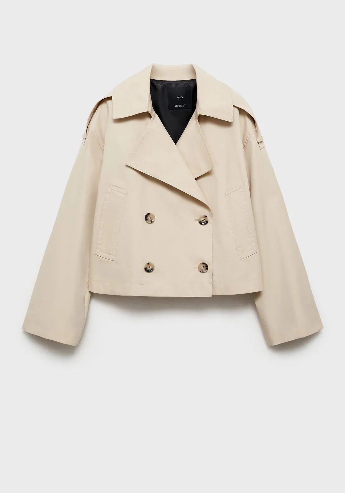 Double-breasted cropped trench coat - Light/pastel Gray
